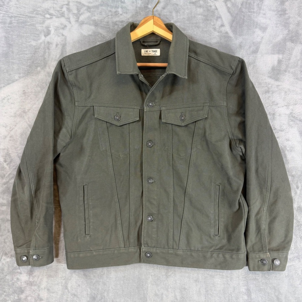 Line of Trade Trucker Jacket Mens Size XL Olive Green Canvas Workwear